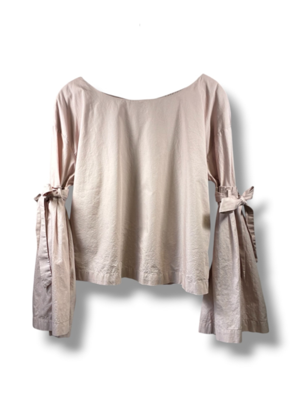 Free People Blouse with Tie-Sleeve and Back Detail in Pink Size L